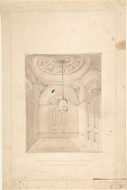 Design for a Vestibule for A. C. Grant  Priory Grove  Perspect,16x12