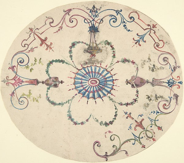 Design for an Oval Ceiling 19th cent-Anonymous,British,19th,  Poster Print Wall Art