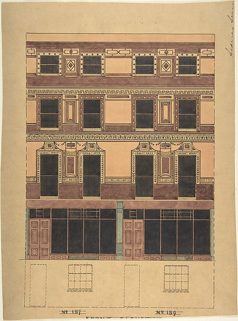 Vertical Section of a Four-Story House with Greek Wall Ornamen,  Poster Print Wall Art