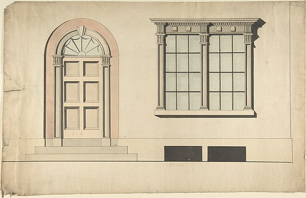 Design for an Exterior Doorway and Window first half 19th cent,  Poster Print Wall Art