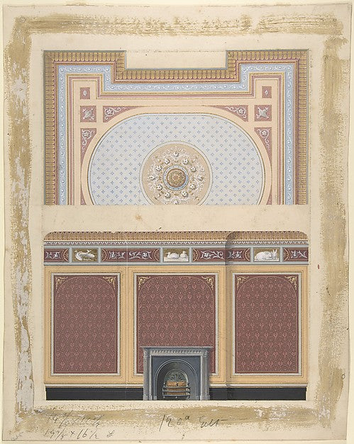Design for Fireplace Wall and Ceiling second half 19th cent-An,  Poster Print Wall Art