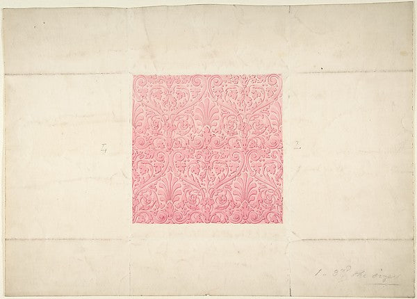 Design for Ornament  possibly Flocked Wallpaper 19th cent-Anon,  Poster Print Wall Art