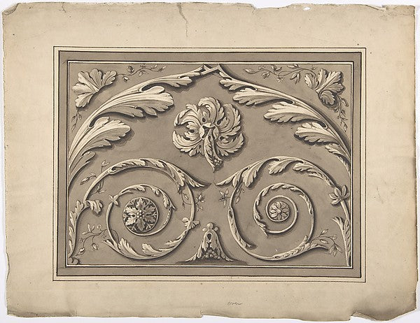 Design for an Oblong Panel Carved with Foliage 1822-Anonymous,,  Poster Print Wall Art