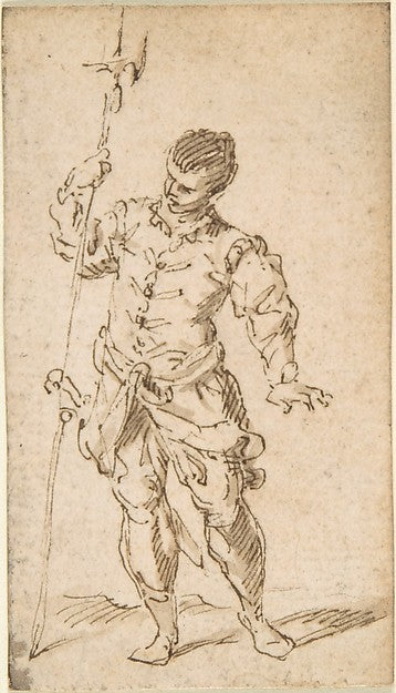 Soldier with Halberd n.d.-Attributed to Claude Gillot,  Poster Print