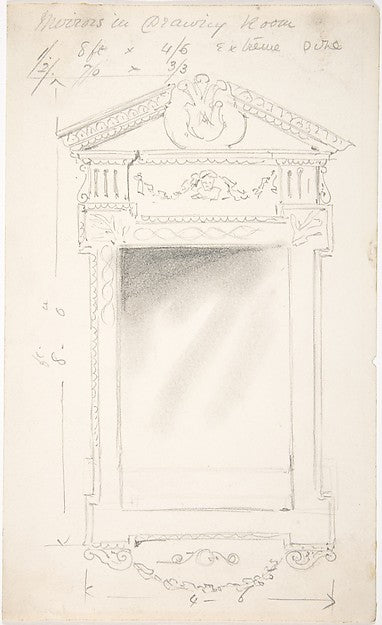 Design for a Drawing Room Mirror  for 11 Princes Gate  London ,  Poster Print Wall Art