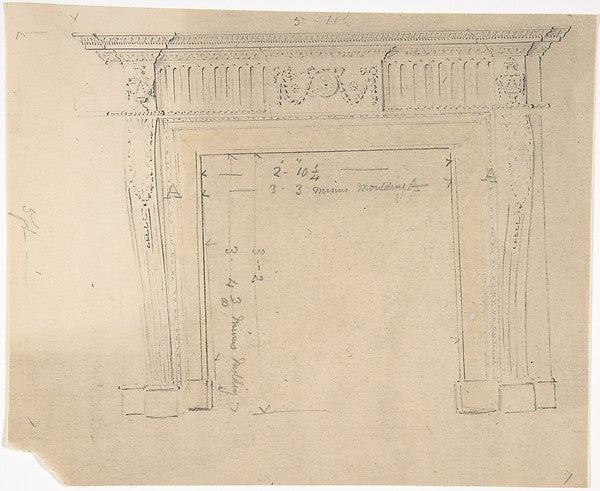 Design for a Fireplace first half 19th cent-Anonymous, British,  Poster Print Wall Art
