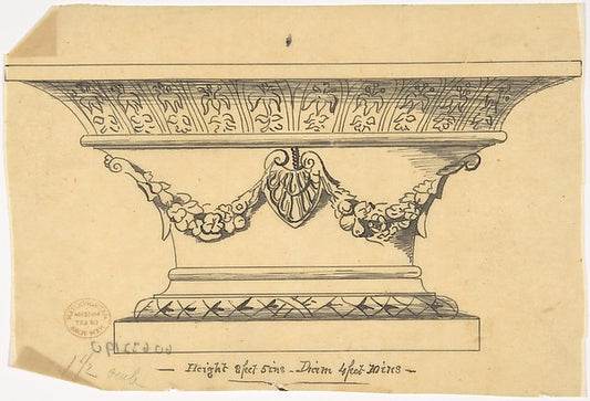 Classical pedestal 19th cent-Anonymous, British, 19th cent,16x12"(A3)Poster