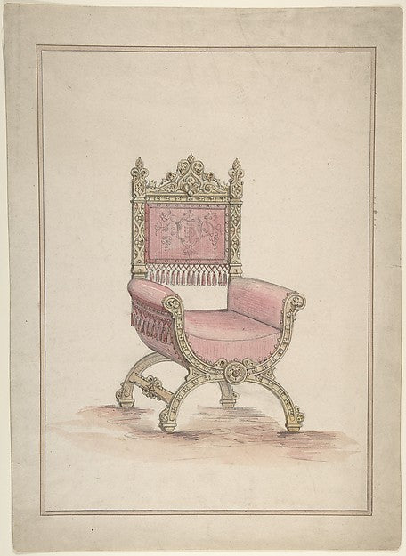 Gothic Style Chair 19th cent-Anonymous, British, 19th cent,  Poster Print Wall Art