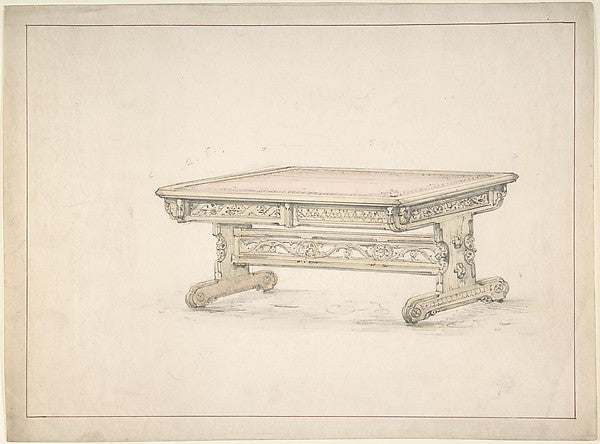 Design for a Renaissance Style Table 19th cent-Anonymous, Brit,  Poster Print Wall Art