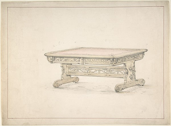 Design for a Renaissance Style Table 19th cent-Anonymous, Brit,16x12