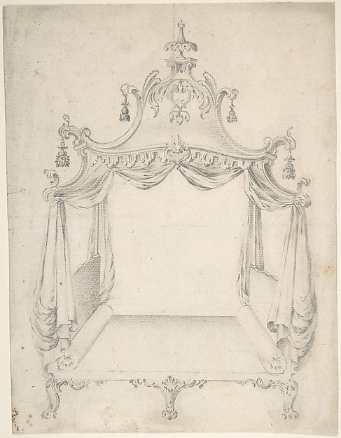 Design for a Four-poster Bed with Hangings 18th cent-Anonymous,  Poster Print Wall Art