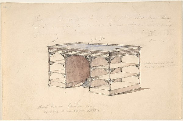 Design for a desk with shelves and a gallery 19th cent-Anonymo,  Poster Print Wall Art