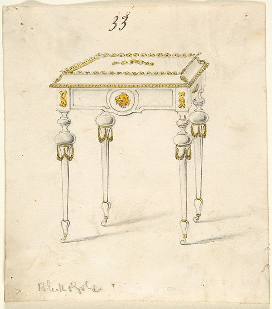 Design for a Small Table on Casters 19th cent-Anonymous, Briti,  Poster Print Wall Art