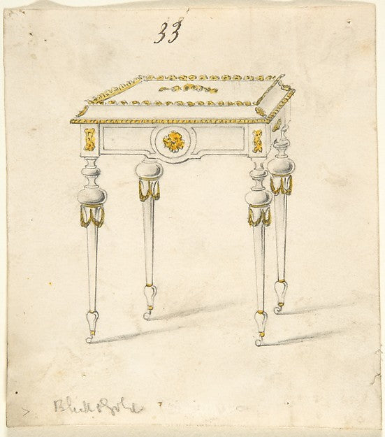 Design for a Small Table on Casters 19th cent-Anonymous, Briti,16x12
