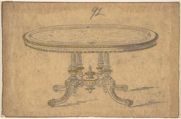 Design for a Round or Oval Renaissance Style Table 19th cent-A,  Poster Print Wall Art