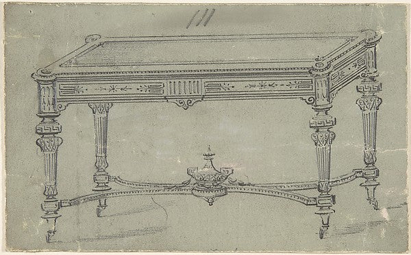 Design for a Rectangular Table with Greek Ornament 19th cent-A,  Poster Print Wall Art