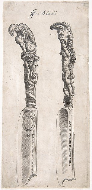 Design for Two Knife Handles 1553–1615-Cherubino Alberti , Aft,16x12"(A3) Poster