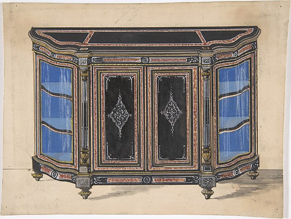 Design for a Cabinet with a Black Top and Blue Interior 19th c,  Poster Print Wall Art
