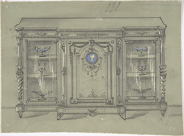 Design for a Cabinet with Glass Doors and a Porcelain Plaque 1,16x12