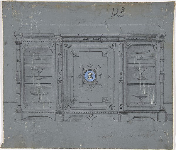 Design for a Cabinet witha Porcelain Plaque on the Center Pane,  Poster Print Wall Art