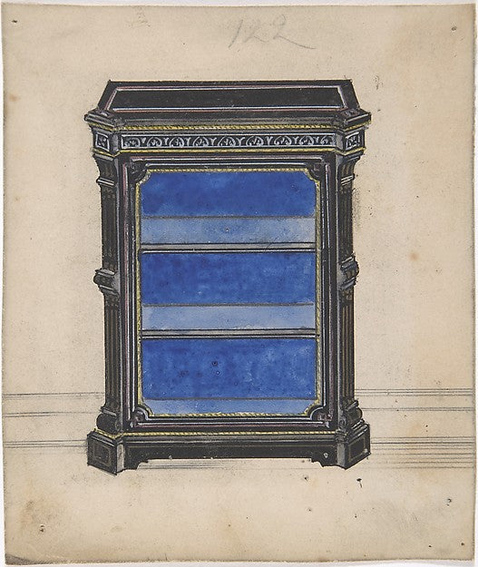 Design for a Black Cabinet with a Blue Interior 19th cent-Anon,16x12