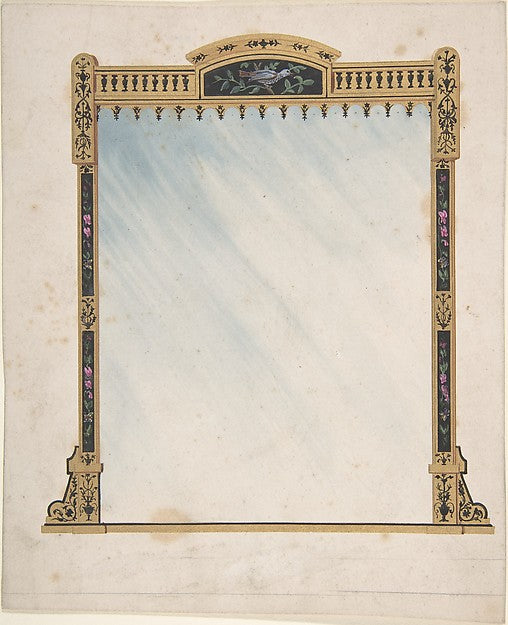 Design for a Mirror 1820–80-Anonymous, British, 19th cent,  Poster Print Wall Art