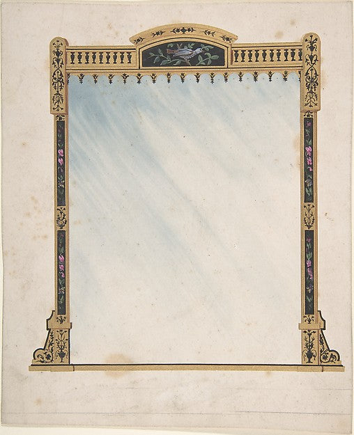Design for a Mirror 1820–80-Anonymous, British, 19th cent,16x12