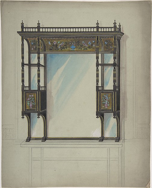 Design for a Mirror over a Mantel 1840–99-Anonymous, British, ,  Poster Print Wall Art