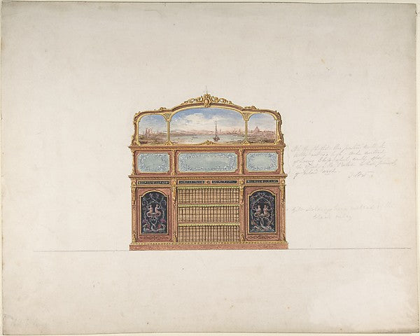 Design for a Cabinet 1830–90-Anonymous, British, 19th cent,16x12