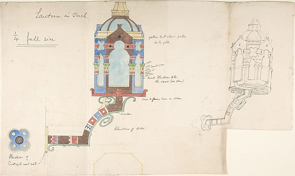 Designs for a Church Wall Lantern c1880-Attributed to Richards,  Poster Print Wall Art