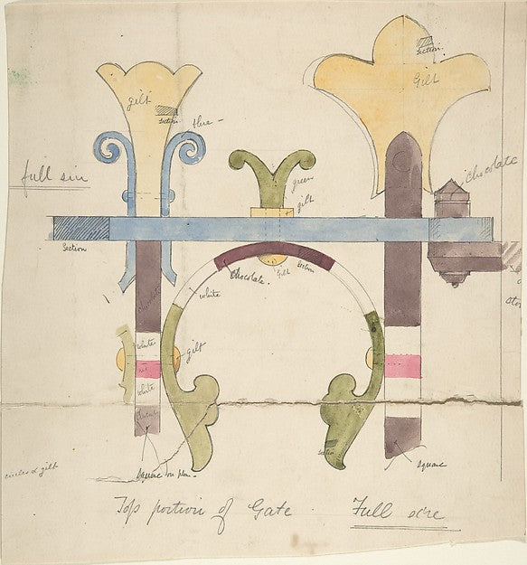 Design for Top Portion of a Gate  Full-Size c1880-Attributed t,  Poster Print Wall Art