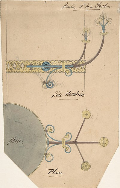 Design for Floral Brackets for a Church c1880-Attributed to Ri,16x12