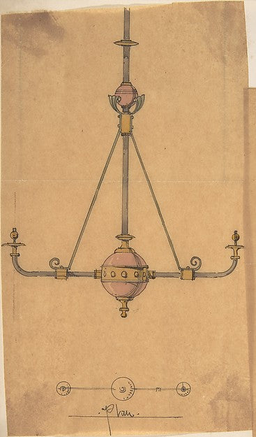 Design for [Gas?] Lights for a Church c1880-Richardson Ellson ,16x12"(A3)Poster