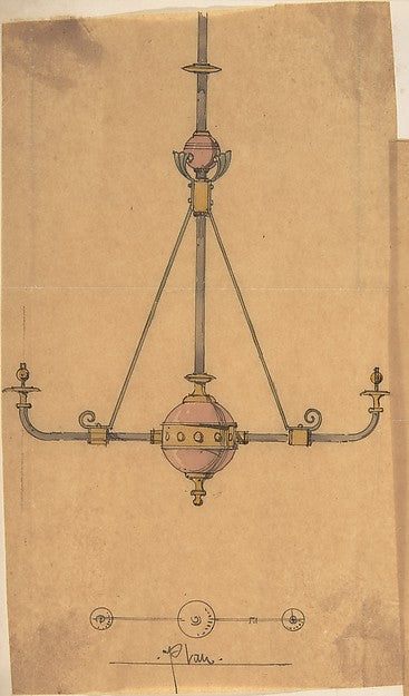 Design for [Gas?] Lights for a Church c1880-Richardson Ellson ,16x12