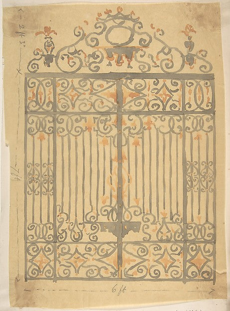 Wrought Iron Gate Design  second half 19th cent-Attributed to ,16x12