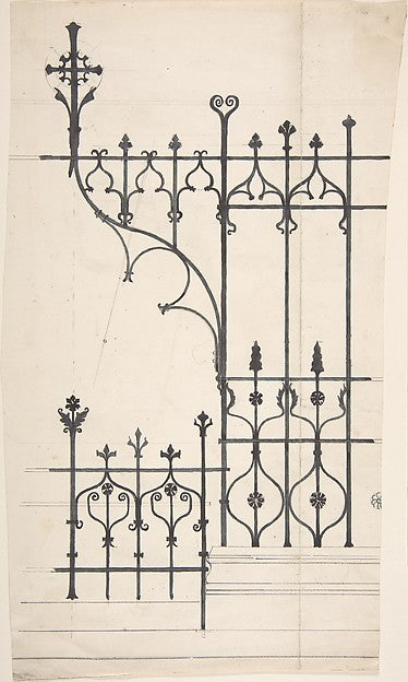 Ornamental Iron Fence Designs  for church 1870–1900-Richardson,  Poster Print Wall Art