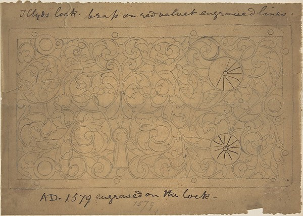 Ornamental Brass Lock  1579 c1880-Richardson Ellson & Co. ,  Poster Print Wall Art