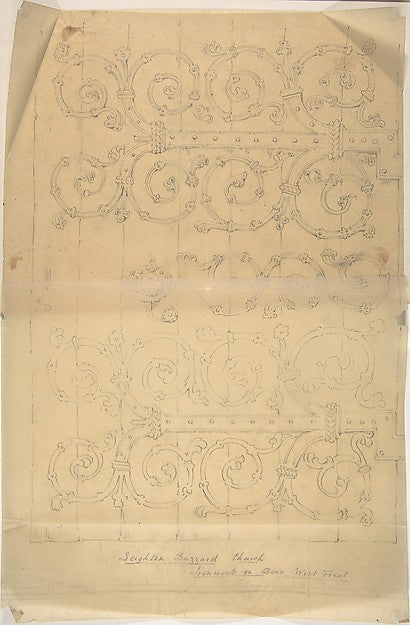 Seighton Buzzard Church  Ironwork on Door  West Front second h,  Poster Print Wall Art