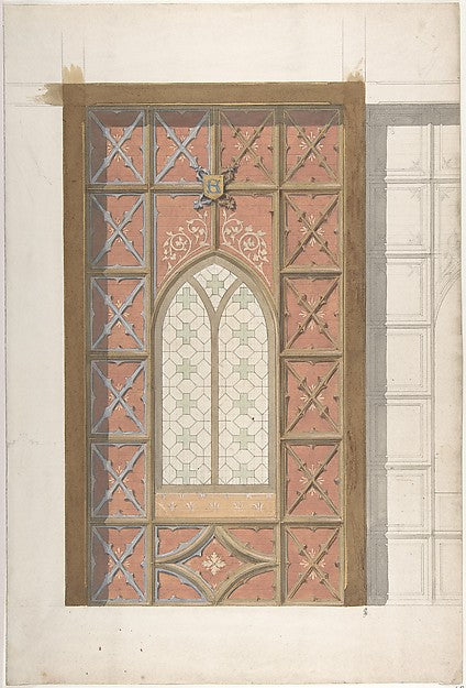 Design for Elevation of Window  Saint Clotilde second half 19t,  Poster Print Wall Art