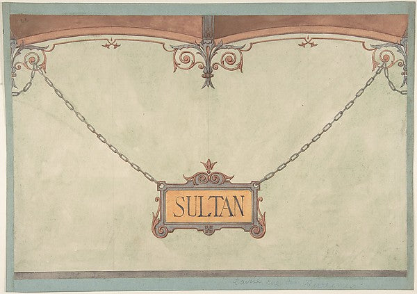 Design for Decorated "Sultan" Plaque for Stable Wall  Hôtel Ca,  Poster Print Wall Art