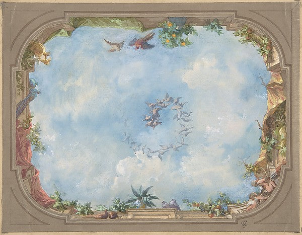 Design for Trompe l'Oeil Stairway Ceiling  Hôtel Hope 1867-Jul,  Poster Print Wall Art