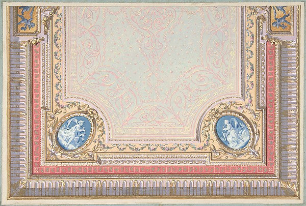 Design for Bedroom Ceiling  Hôtel Hope 1867-Jules-Edmond-Charl,  Poster Print Wall Art