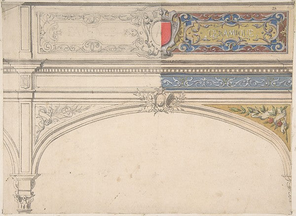 Design for Decorated Archway  Monaco Pavillion 1878-Jules-Edmo,  Poster Print Wall Art