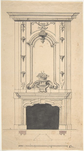 Design for a Chimney Piece 18th cent-Anonymous,British,18th, Poster Print