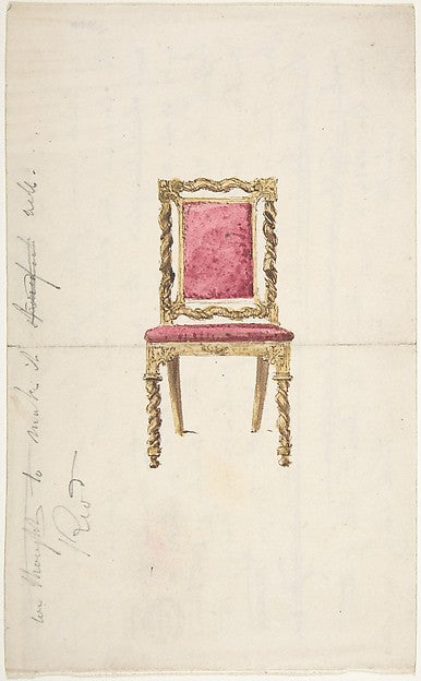 Design for a Chair with Turned Front Legs and Supports early 1,  Poster Print Wall Art