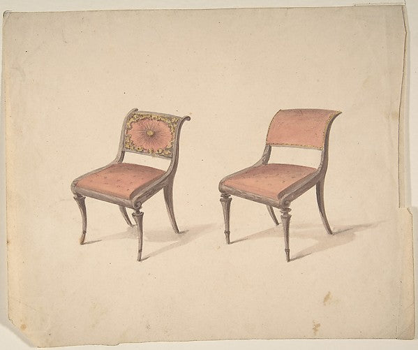 Design for Two Chairs c1820-Attributed to Gillows ,  Poster Print Wall Art