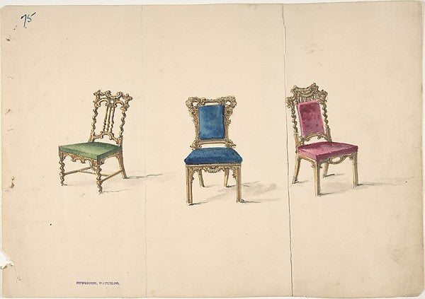 Designs for Three Chairs early 19th cent-Anonymous, British, 1,16x12