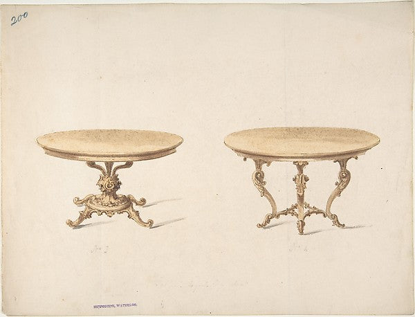 Designs for Two Round Tables early 19th cent-Anonymous, Britis,  Poster Print Wall Art