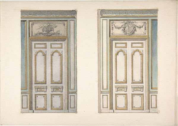 Two Designs for Doorways with Alternate Overdoor Decoration se,  Poster Print Wall Art