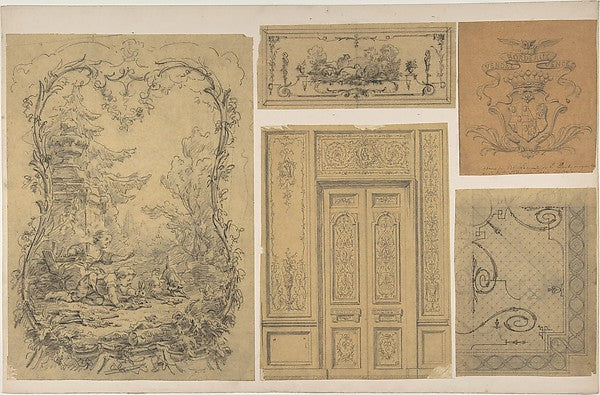 Five Miscellaneous Designs for the de la Rochejaquelein Family,  Poster Print Wall Art